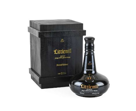 Littlemill 21 Year Old Lowland Single Malt Scotch Whisky, second release, limited edition 1684/4600, 47% vol 700ml, in wooden
