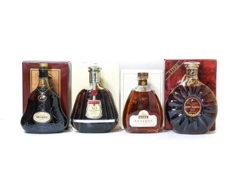 Martell X.O. Cordon Supreme Cognac (one bottle), Hine Antique Très Rare Fine Champagne Cognac (one bottle), Remy Martin X.O. 