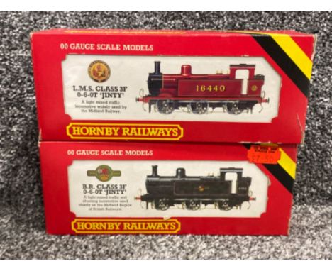 2x Hornby railways 00 gauge scale models - L.M.S class 3F 0-6-0T &amp; B.R. Class 3F 0-6-0T, (Jinty)