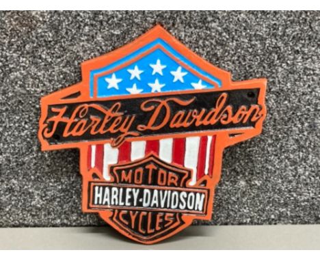 Cast metal Harley Davidson USA wall plaque