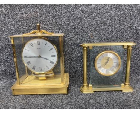 Two brass mantle clocks by Kundo and London Clock