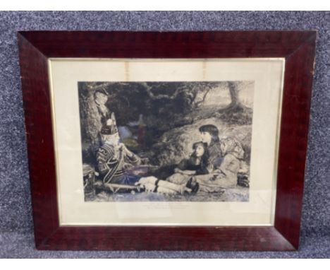 Large Framed antique etching (early 1800’s) An Idyll of 1745 - from the painting in the collection of Sir Alfred Wigan, 42x55