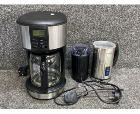 Russell Hobbs coffee maker together with a miroco frother &amp; Cooks professional grinder