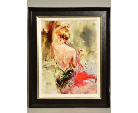 ANNA RAZUMOVSKAYA (RUSSIAN CONTEMPORARY) 'ELEGANT MUSE II', a limited edition print depicting a female figure 15/195, signed 
