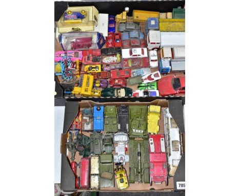 A QUANTITY OF UNBOXED AND ASSORTED PLAYWORN DIECAST VEHICLES, Dinky, Corgi, Matchbox, Britains Lone Star, Siku, Majorette, Ho