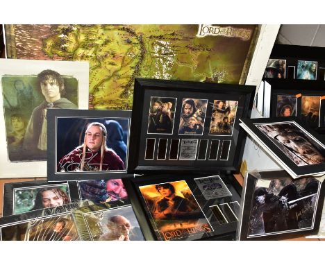 LORD OF THE RINGS FILM MEMORABILIA comprising eight framed limited edition film cells, collectors edition art portfolio of po