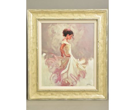 MARK SPAIN (BRITISH CONTEMPORARY) 'BOLERO', a limited edition print of a female figure wearing a white dress 40/195, signed b