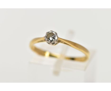 AN 18CT GOLD DIAMOND SINGLE STONE RING, designed with a claw set, round brilliant cut diamond, estimated diamond weight 0.25c