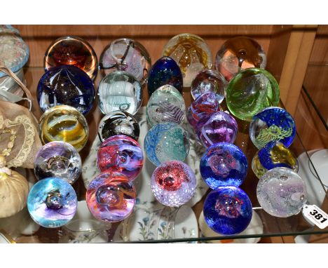 TWENTY FIVE CAITHNESS GLASS PAPERWEIGHTS, including 'Inner Circle', 'Nemesis', 154/750, 'Ribbons', 'Congratulations', 'Calyps