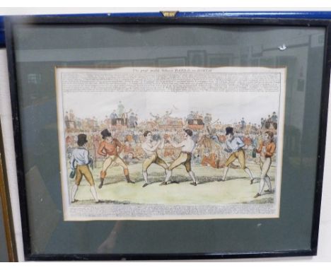 SW Fores, London (Publisher) 'The Great Match Between Randal and Martin' (boxing) 19th century colour engraving, 24.5cm x 39.