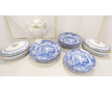 Copeland Spode 'Italian Lake' pattern table and dinnerwares to include six dinner plates, six soup bowls and six side plates,