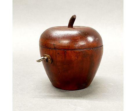 A carved wooden apple tea caddy, H. 12cm.