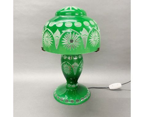 A Bohemian cut glass table lamp, H. 50cm.