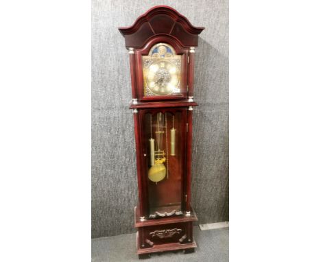 An Emperor mahogany effect longcase clock, H. 180cm.
