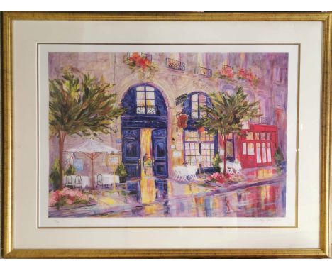 A large gilt framed limited edition lithograph 'La Petite Hostelier' by Dorothy Spangler, frame size 76 x 94cm.