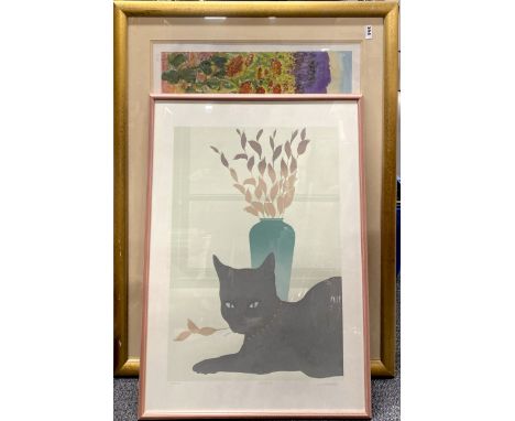 A large gilt framed pencil signed lithograph, Artist Proof, by Frederick Gore, 89cm x 109cm, together with a further pencil s