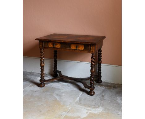 Y A WILLIAM AND MARY OLIVEWOOD, WALNUT, KINGWOOD AND PARQUETRY SIDE TABLE CIRCA 1690 76cm high, 92cm wide, 62cm deep  SALEROO