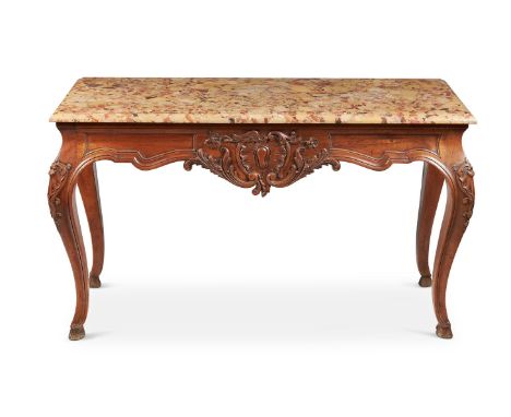 A FRENCH CARVED WALNUT CONSOLE TABLEPOSSIBLY PROVENCE, 19TH CENTURY86cm high, 147cm wide, 53cm deep 
