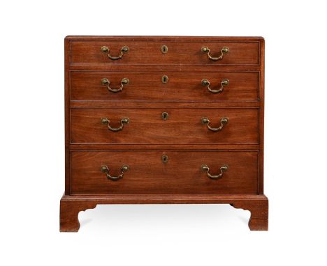 A GEORGE II MAHOGANY CHEST OF DRAWERSCIRCA 1750With caddy top, the bracket feet supported by laminated or 'stacked' blocks75c