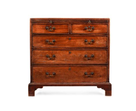 A GEORGE III MAHOGANY CHEST OF DRAWERS CIRCA 1770 With caddy moulded top 80.5cm high, 85cm wide, 42.5cm deep overall Conditio