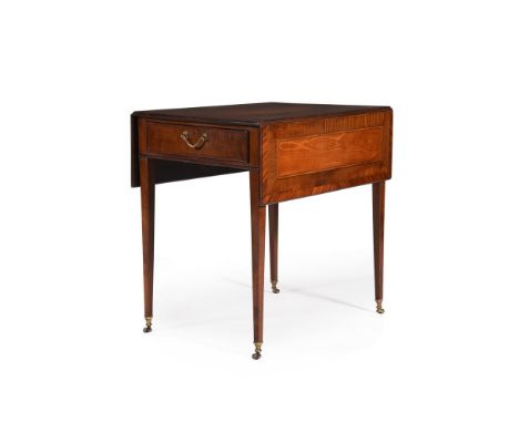 Y A GEORGE III MAHOGANY, SYCAMORE AND SATINWOOD PEMBROKE TABLEATTRIBUTED TO HENRY KETTLE, CIRCA 1775Centred with a marquetry 