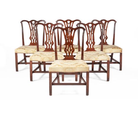 A SET OF SIX GEORGE III MAHOGANY DINING CHAIRS IN THE MANNER OF THOMAS CHIPPENDALE, CIRCA 1770each 96cm high, 59cm wide, 58cm