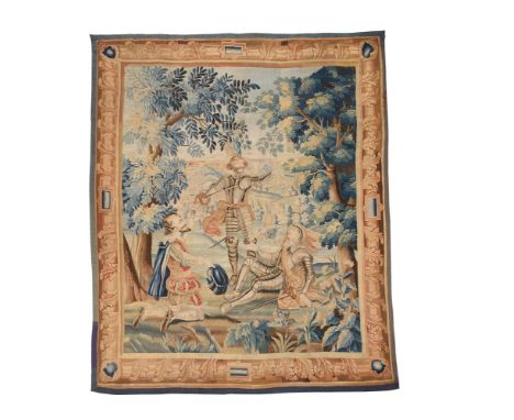 A FLEMISH MYTHOLOGICAL TAPESTRY 'DON QUIXOTE' POSSIBLY LILLE, 18TH CENTURYWoven in wools and silks, depicting Don Quixote in 