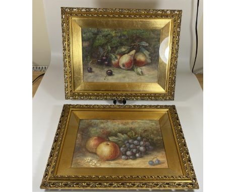 A PAIR OF RAYMOND BEVINGTON, (ROYAL WORCESTER ARTIST), ORIGINAL WATERCOLOURS IN DECORATIVE GILT FRAMES, SIGNED, 28 X 36CM 
