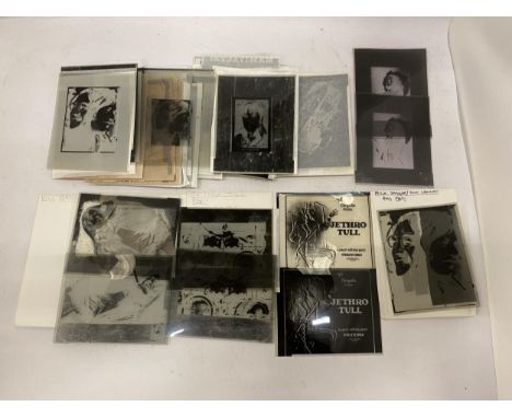 A COLLECTION OF VINTAGE NEGATIVE PHOTOGRAPHS INCLUDING JOHN LENNON, ELVIS, PINK FLOYD, MICK JAGGER ETC 