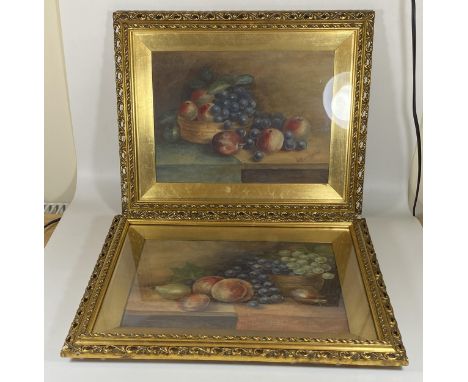 A PAIR OF RAYMOND BEVINGTON, (ROYAL WORCESTER ARTIST), ORIGINAL WATERCOLOURS IN DECORATIVE GILT FRAMES, SIGNED, 33 X 41CM 
