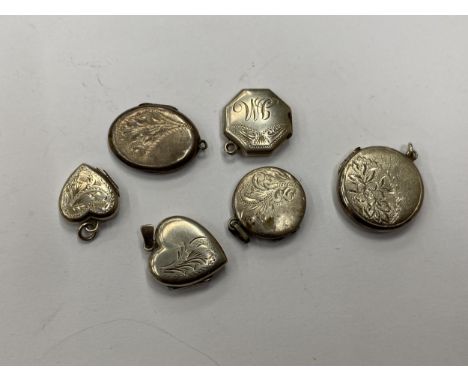 SIX VINTAGE SILVER LOCKETS 