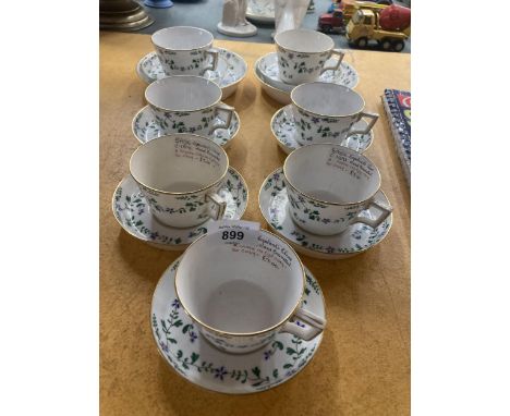 TWO CIRCA 1891 SPODE COPELANDS CHINA TRIOS PLUS 5 CUPS AND SAUCERS - 3 A/F 