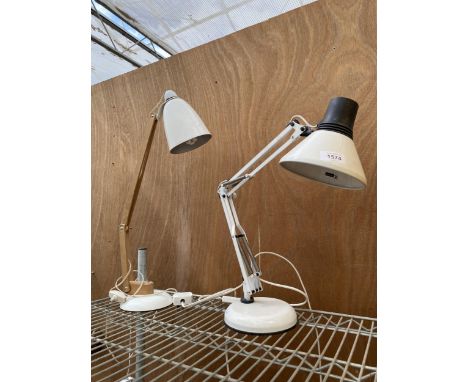 A MICROMARK ANGLE POISE LAMP AND A FURTHER WOODEN ADJUSTABLE LAMP 