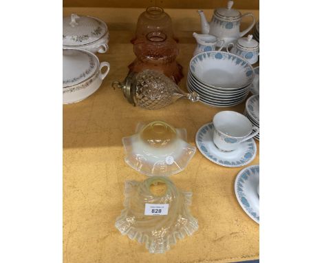 FIVE VINTAGE GLASS LIGHT SHADES 