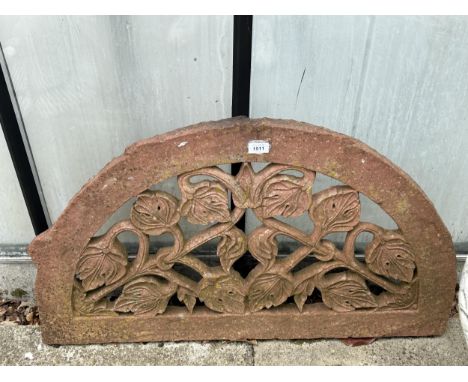 A VINTAGE INDIAN STONE JALI WINDOW ARCH, 36 X 21" 