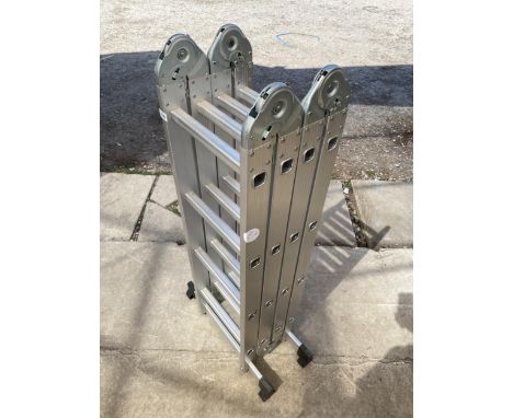 A FOUR SECTION MULTIFUNCTIONAL ALUMINIUM LADDER 