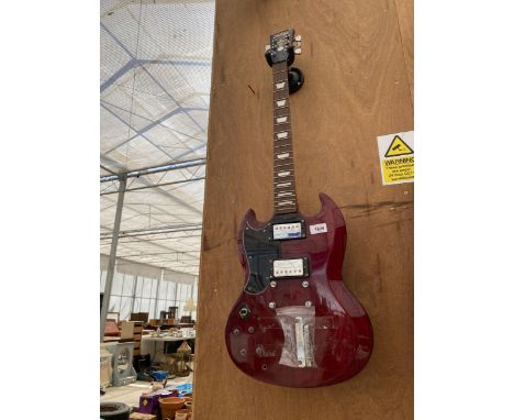 A 'VINTAGE' ELECTRIC GUITAR, NEEDS RESTRINGING 