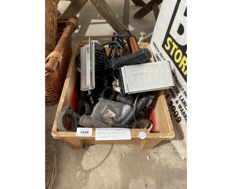 A BOX OF ASSORTED GRINDER ARMS, SHIELDS AND CHUCKS ETC 