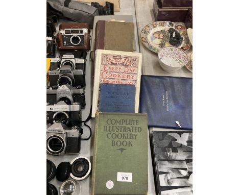FIVE VINTAGE COOKERY BOOKS TO INCLUDE 1923 MRS BEETON AND LAROUSE GASTRONOMIQUE 