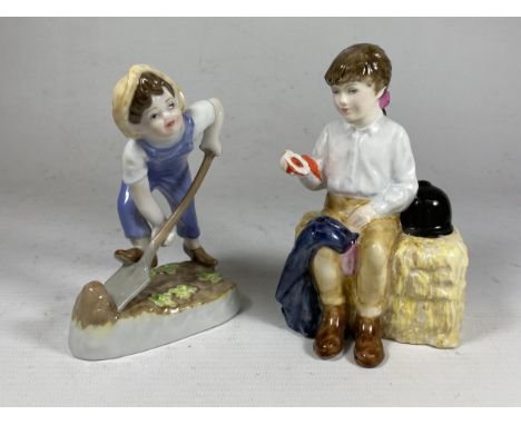 TWO FIGURES - ROYAL WORCESTER 'SATURDAY BOY' &amp; ROYAL DOULTON 'FIRST PRIZE' HN3911 