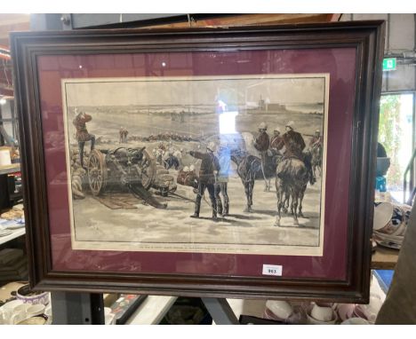 A FRAMED ARMY PRINT 'THE WAR IN EGYPT: ARABI'S POSITION AT KAFR-DOWAR FROM THE ENGLISH LINES AT RAMLEH 