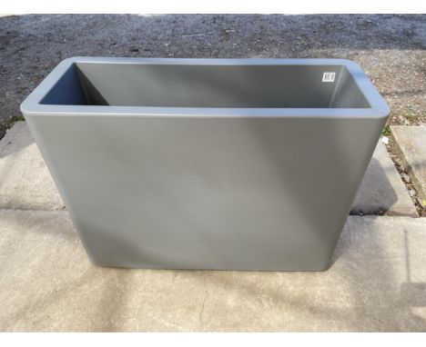 AN AS NEW GREY PLASTIC ELHO EASY MOVE RECTANGULAR TROUGH PLANTER (78CM x 59CM x 29CM) 