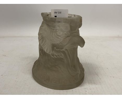 A VINTAGE FROSTED GLASS COCKEREL CANDLESTICK 