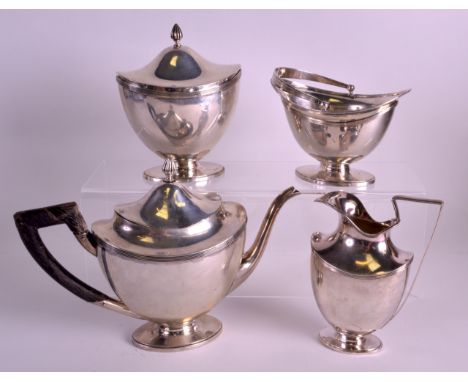 A MID 18TH CENTURY DUTCH SILVER FOUR PIECE TEASET attributed to Pieter Jacobus Staats, comprising of teapot, tea caddy, sugar