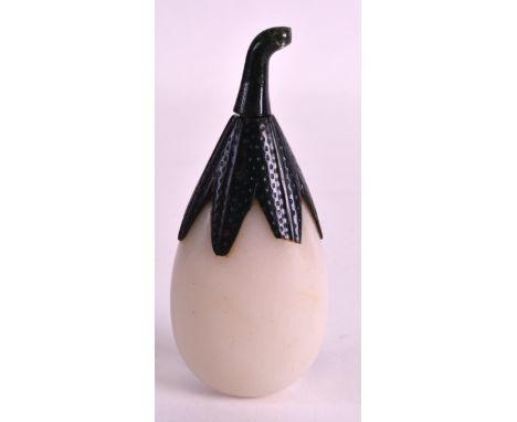 AN EARLY 20TH CENTURY CHINESE CARVED WHITE JADE SNUFF BOTTLE AND STOPPER in the form of a fruit. 3.75ins high. 