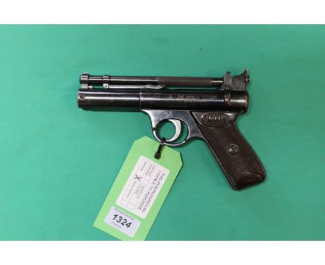 A Webley &amp; Scott Ltd 'Senior' .177 cal pre 1958 air pistol with brown grips (undamaged) and high percentage of original f