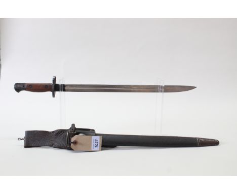A British model 1907 bayonet by Wilkinson with scabbard and leather frog, a very good example