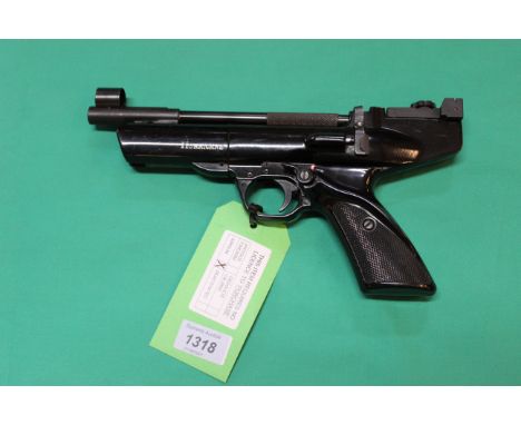A Webley &amp; Scott 'Hurricane' .22 cal air pistol with black plastic grips and cast number 2066A, as a post 1939 air weapon
