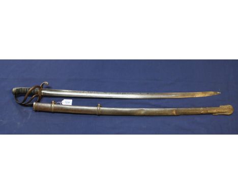 A 19th Century Cavalry sword with scabbard (as found)