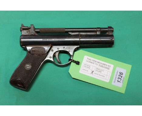 A Webley &amp; Scott Premier .22 cal air pistol (Series E, Batch No.937), early 1970's, an honest pistol that a good clean wo